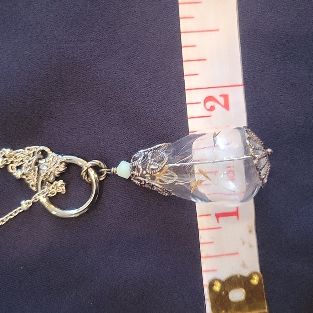 Make a Wish dandelion in blown glass necklace! 28" T- chain - Picture 11 of 13